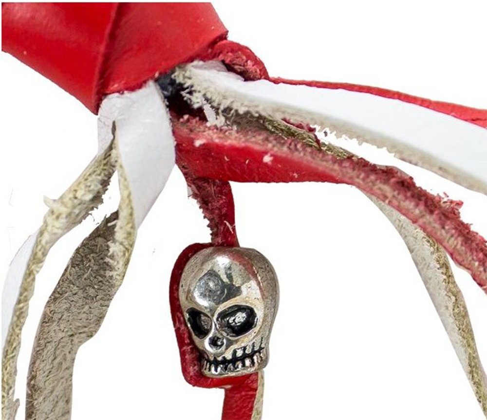 Get Back Whip - 42 Inches - Red and White Leather - Motorcycle Accessories - GBW12-11-DL