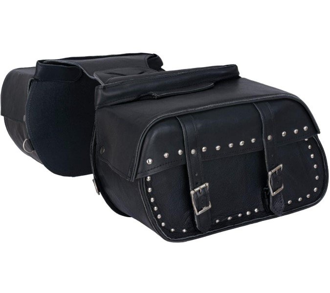 Saddlebags - Leather - Studs - Motorcycle Luggage - SD4079-STUD-LEATHER-DL
