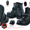 Leather Motorcycle Boots - Women's - Black - Side Zippers - DS9766-DS