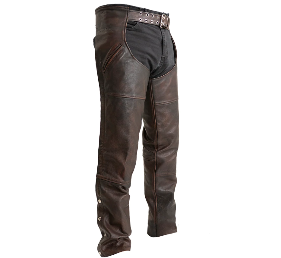 Leather Motorcycle Chaps - Men or Women - Copper - Dakota - FIM838CV-FM