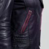 Leather Motorcycle Jacket - Women's - Violet Or Black - WBL1395-FM