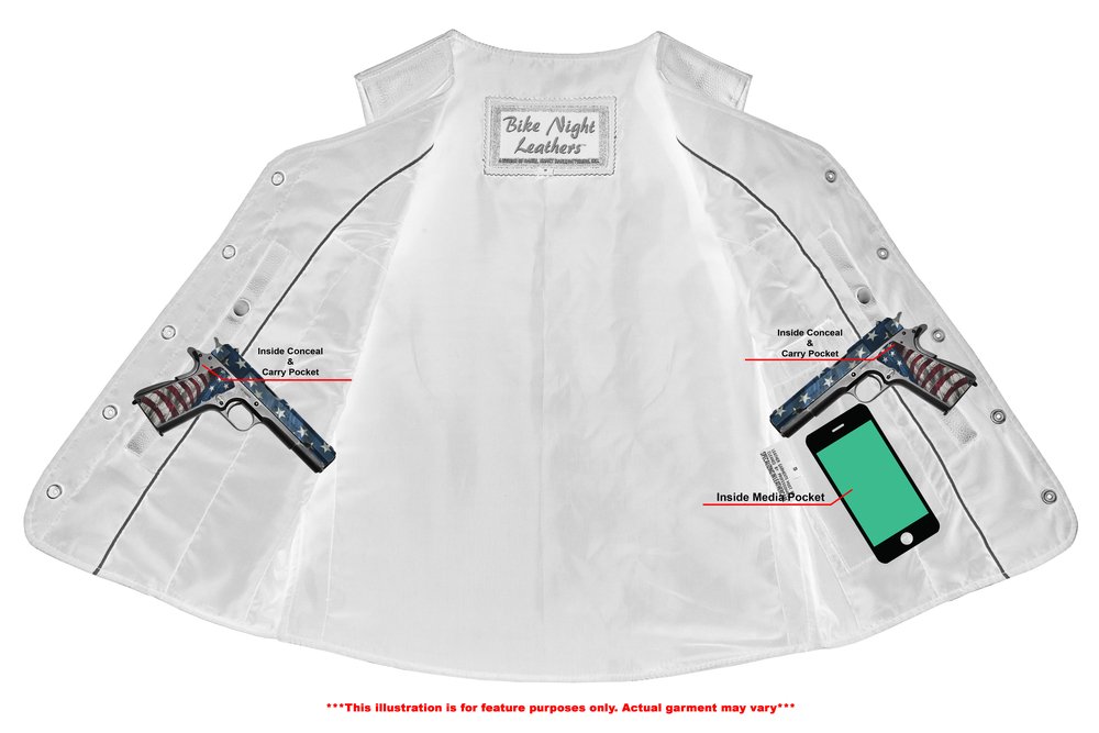 Leather Vest - Women's - Longer Body - Side Laces - Gun Pockets - DS206-DS