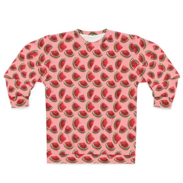 Watermelon Candy Slices - Red Green on Pink - Unisex Sweatshirt