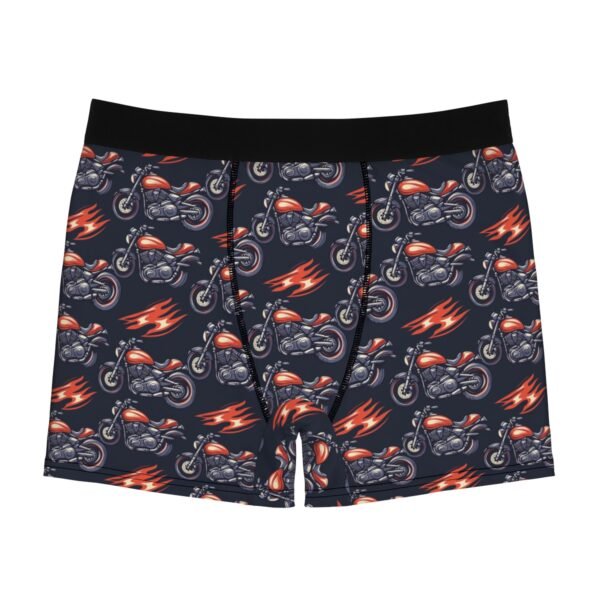 Motorcycle and Flames - Red White on Black - Men's Boxer Briefs (AOP)