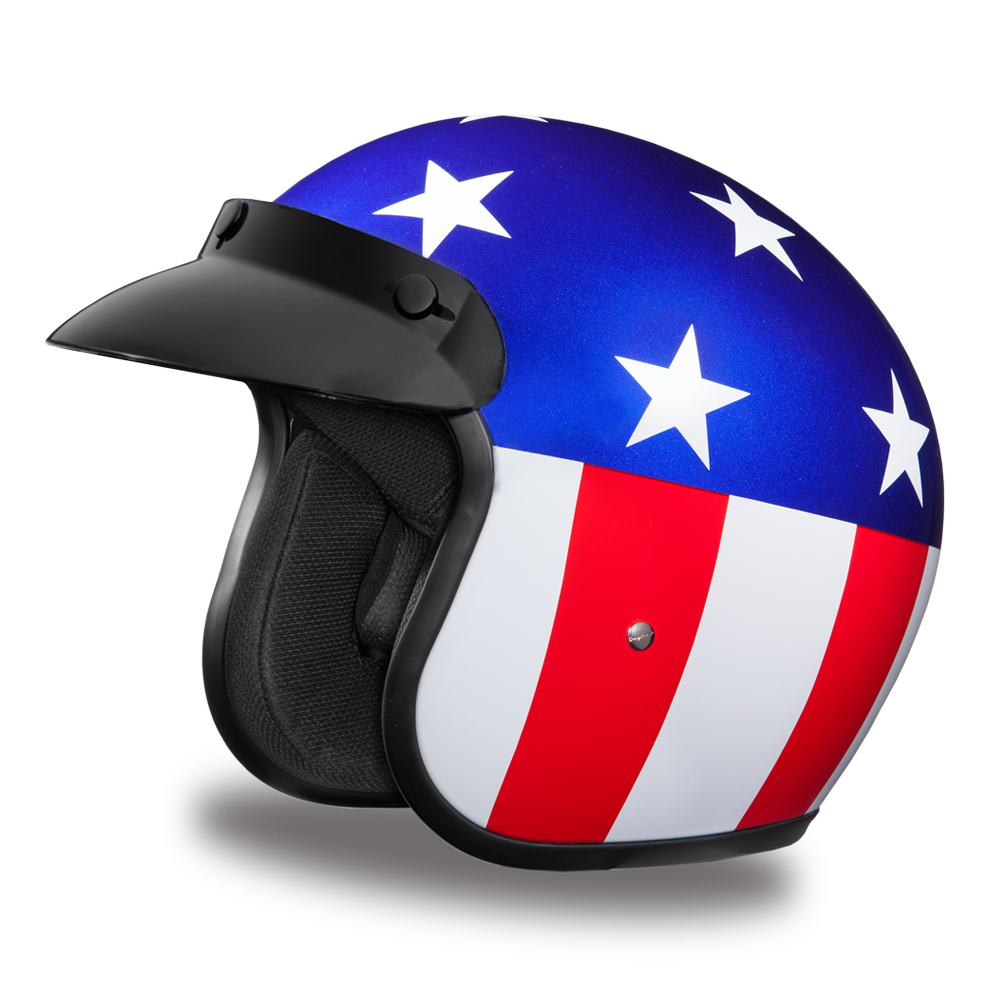 DOT Motorcycle Helmet - Captain America - Open Face - Daytona - DC6-CA-DH