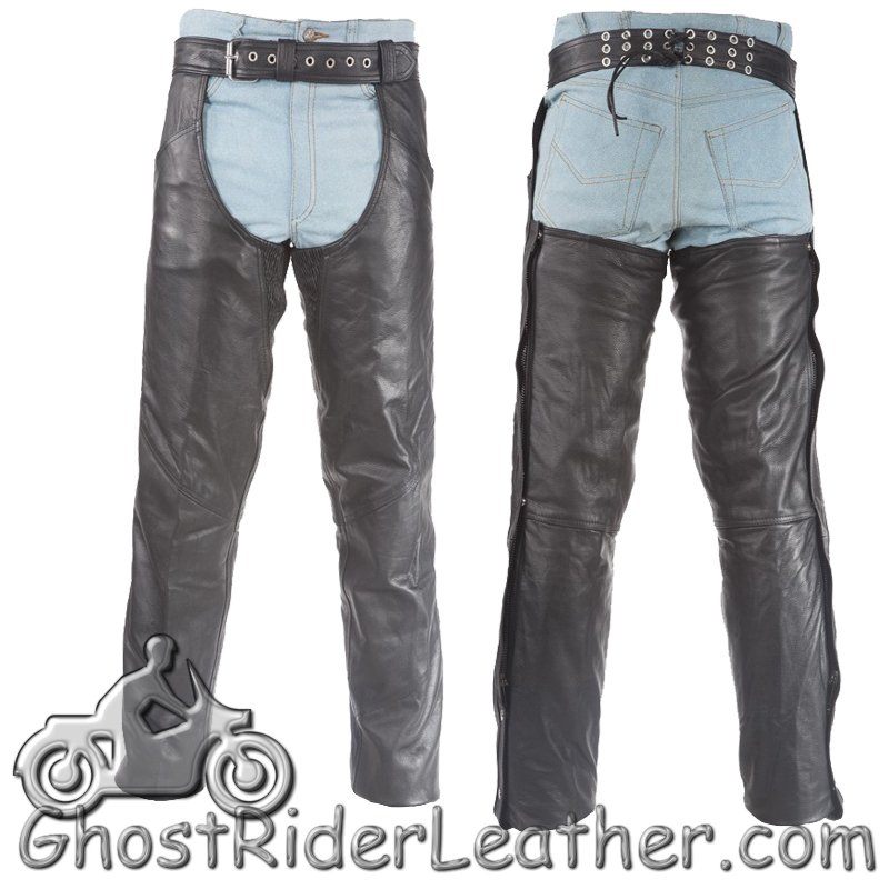 Premium Leather Chaps With Thigh Stretch for Men or Women - SKU C332-DL