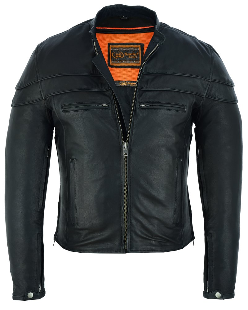 Leather Motorcycle Jacket - Men's - Biker - Up To 8XL - Racer - DS701-DS