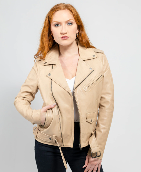 Leather Motorcycle Jacket - Women's - Choice of 5 Colors - Rebel - WBL1390-WB