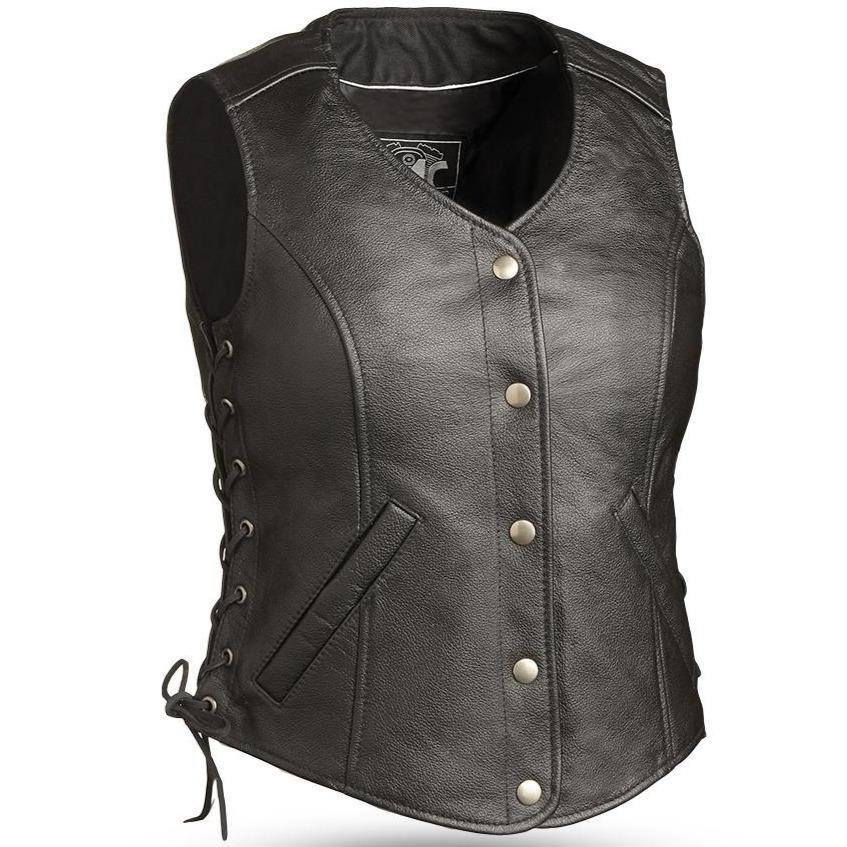 Leather Motorcycle Vest - Women's - Honey Badger - FIL566RCSL-FM