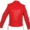 Ladies Classic Biker Red Leather Motorcycle Jacket - SKU AL2122-AL