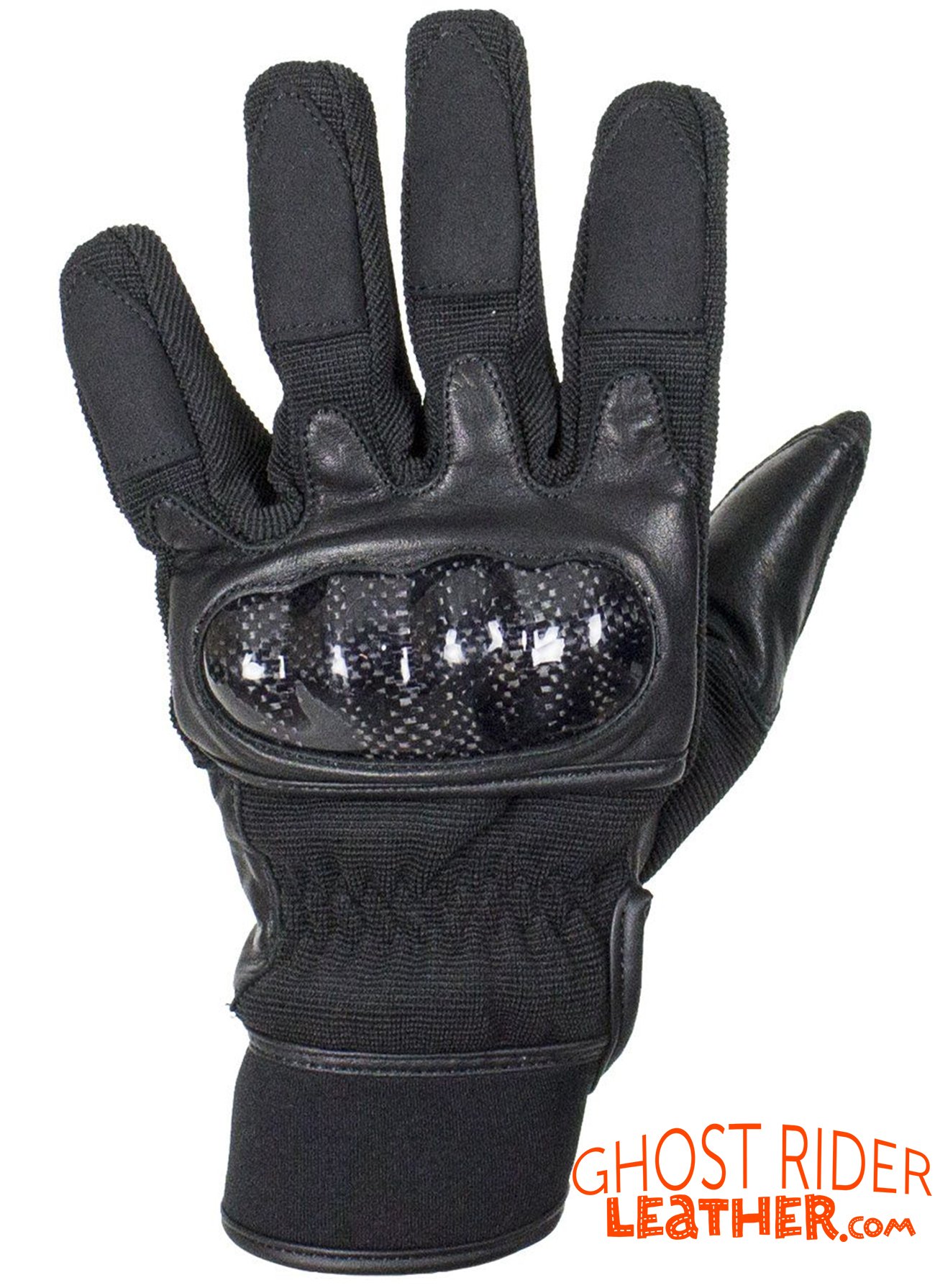 Leather Gloves - Men's - Full Finger - Knuckle Protector - Black - GLZ108-BLK-DL