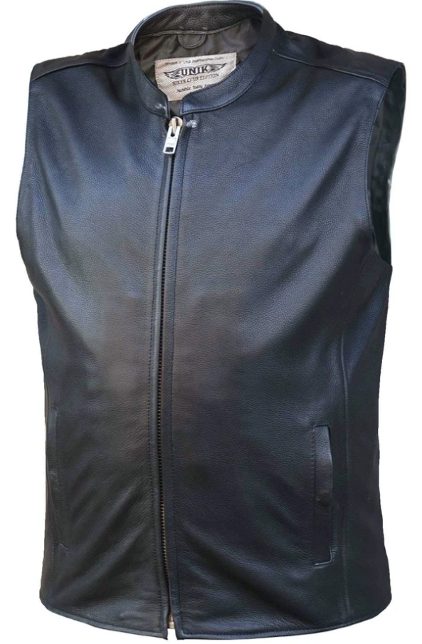 Leather Motorcycle Vest - Men's - Up To 8XL - Zipper Front - 6659-00-UN