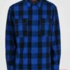 Flannel Motorcycle Shirt - Men's - Black and Blue Plaid - Armor - Up To Size 5XL -TW136-03-UN