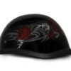 Novelty Motorcycle Helmet - Tribal Red Rose - Eagle Shorty - 6002SFR-DH