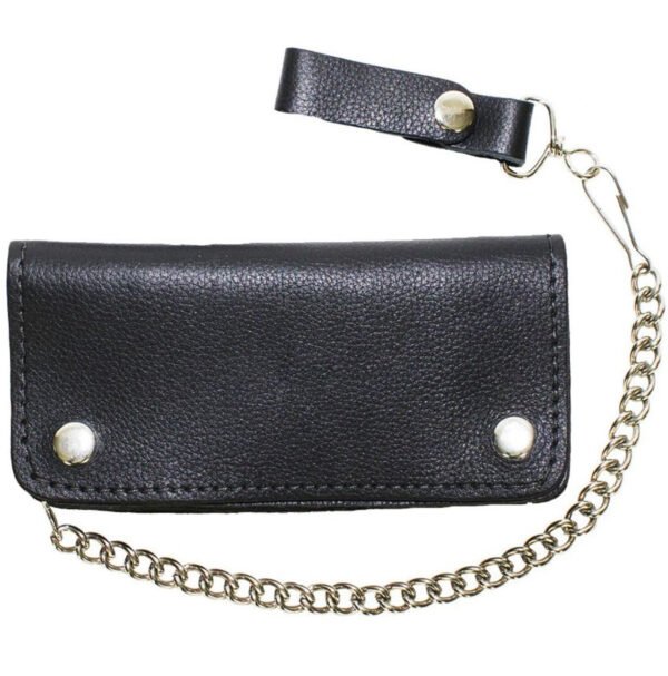 Leather Chain Wallet - Heavy Duty - Black - Biker - Motorcycle - AC51-11HD-BLK-DL