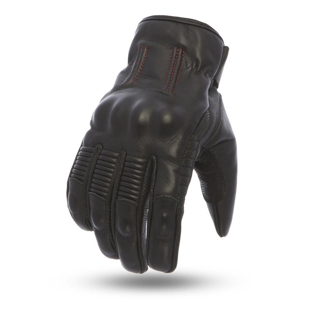 Leather Motorcycle Gloves - Full Finger - Stretch Ribs on Fingers - FI208-FM
