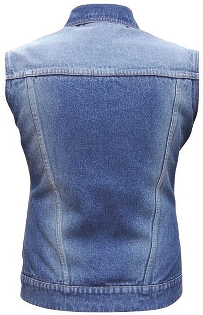 Women's Blue Denim Vest with Rub Off Front and Back - AL2991-AL