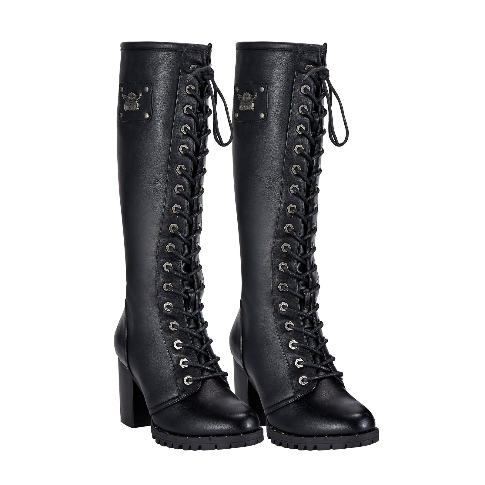 Motorcycle Boots - Women's - Knee High - Chunky Heel and Zipper - BTL7006-DL