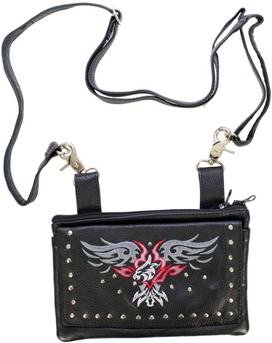 Leather Belt Bag - Red - Eagle Design - Handbag - BAG35-EBL3-RED-DL