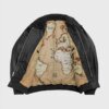 Leather Coat - Men's - Black - Fashion Leather Jacket - Map Lining - Bomber - WBM219BP-MAP-BLK-FM