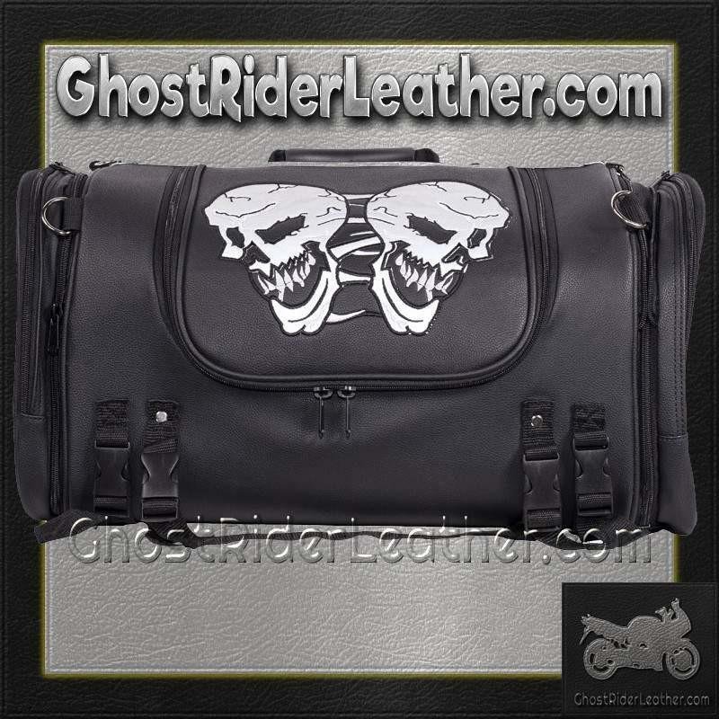 Motorcycle Sissy Bar Bag with Reflective Skulls - Large - Trunk Bags - SB84-SKULL-DL