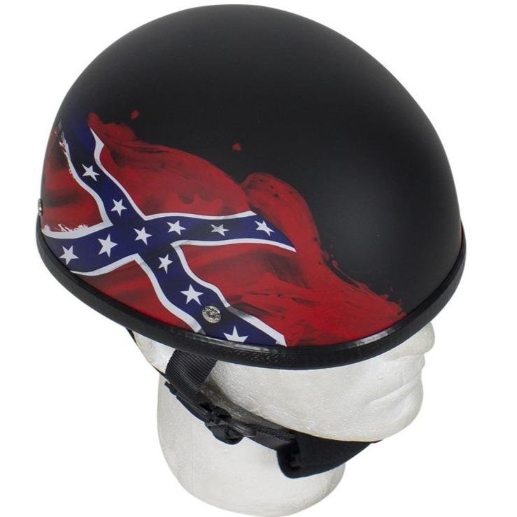 Novelty Motorcycle Helmet - Rebel Flag - Confederate - Shorty - H501-REBEL-DL. Size Chart