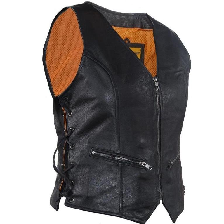 Motorcycle Vest Milwaukee Leather Women's Open Neck Side Lace Motorcycle Leather Vest Mll4531 L Motorcycle Jacket Women