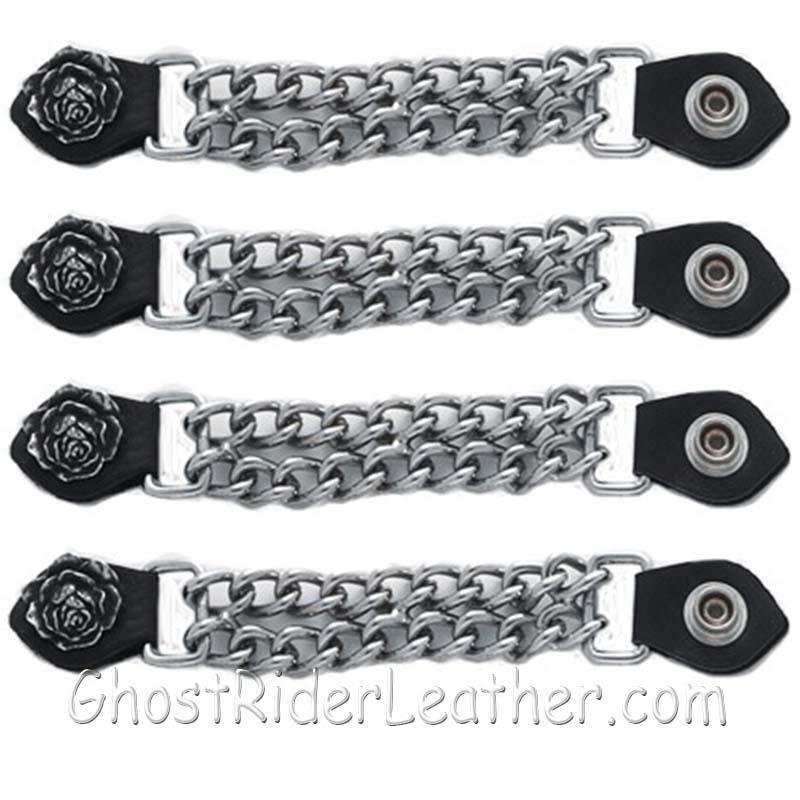 Set of Four Rose Vest Extenders with Chrome Chain