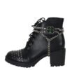 Pair of Women's Biker Boot Chains - Dark Green 4 Leaf Clover - BCN106-DL