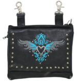 Leather Belt Bag - Teal Blue - Gun Pocket - Tribal Heart Design - Handbag - BAG36-EBL1-TEAL-DL