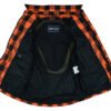 Flannel Motorcycle Shirt - Men's - Armor Pockets - Gun Pockets - Up To Size 5XL - Orange Black Plaid - DS4675-DS