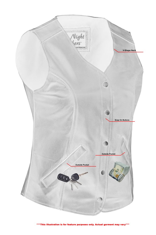 Leather Vest - Women's - Longer Body - Side Laces - Gun Pockets - DS206-DS