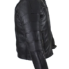 Black Pleated Racer Leather Jacket with Concealed Carry Pockets - SKU MJ828-DL