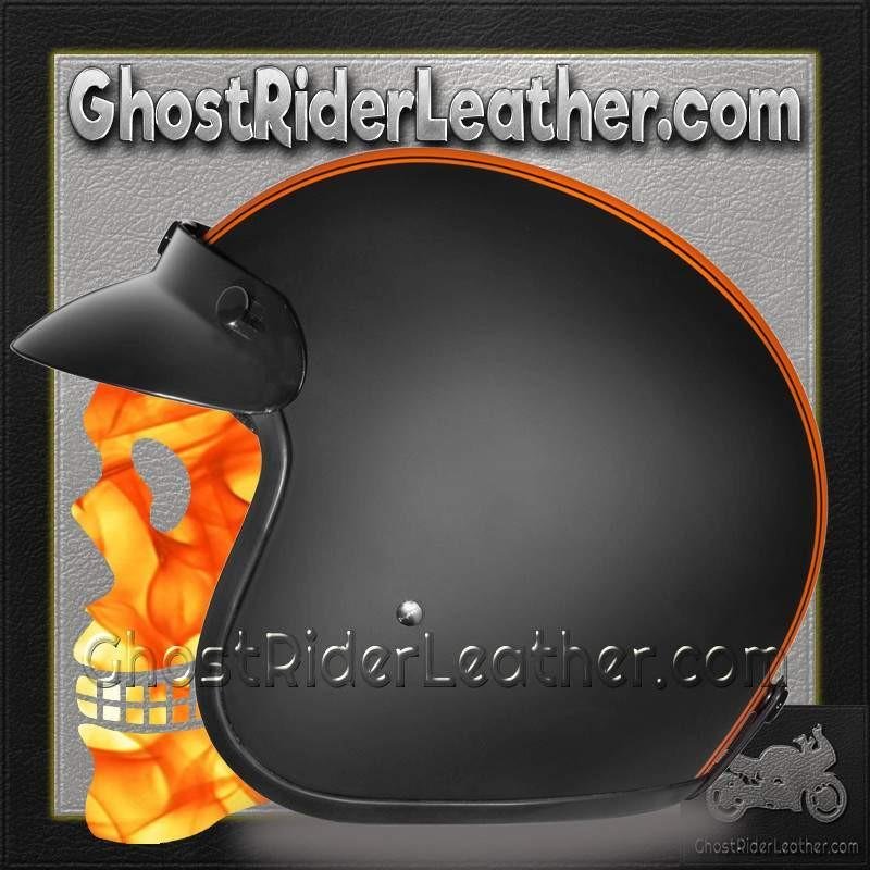 DOT Motorcycle Helmet - Orange Stripe - Open Face - Daytona - DC6-O-DH.