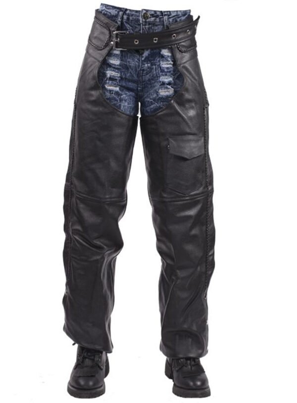 Leather Motorcycle Chaps - Braid Design - Men or Women - C326-01-CN-DL