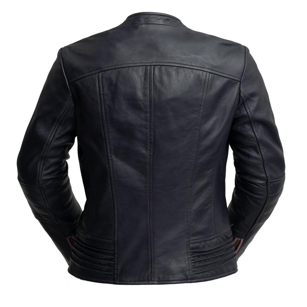 Leather Motorcycle Jacket - Women's - Violet Or Black - WBL1395-FM