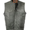 Leather Motorcycle Vest - Men's - Gray - Gun Pockets - Up To 12XL - DS191V-DS
