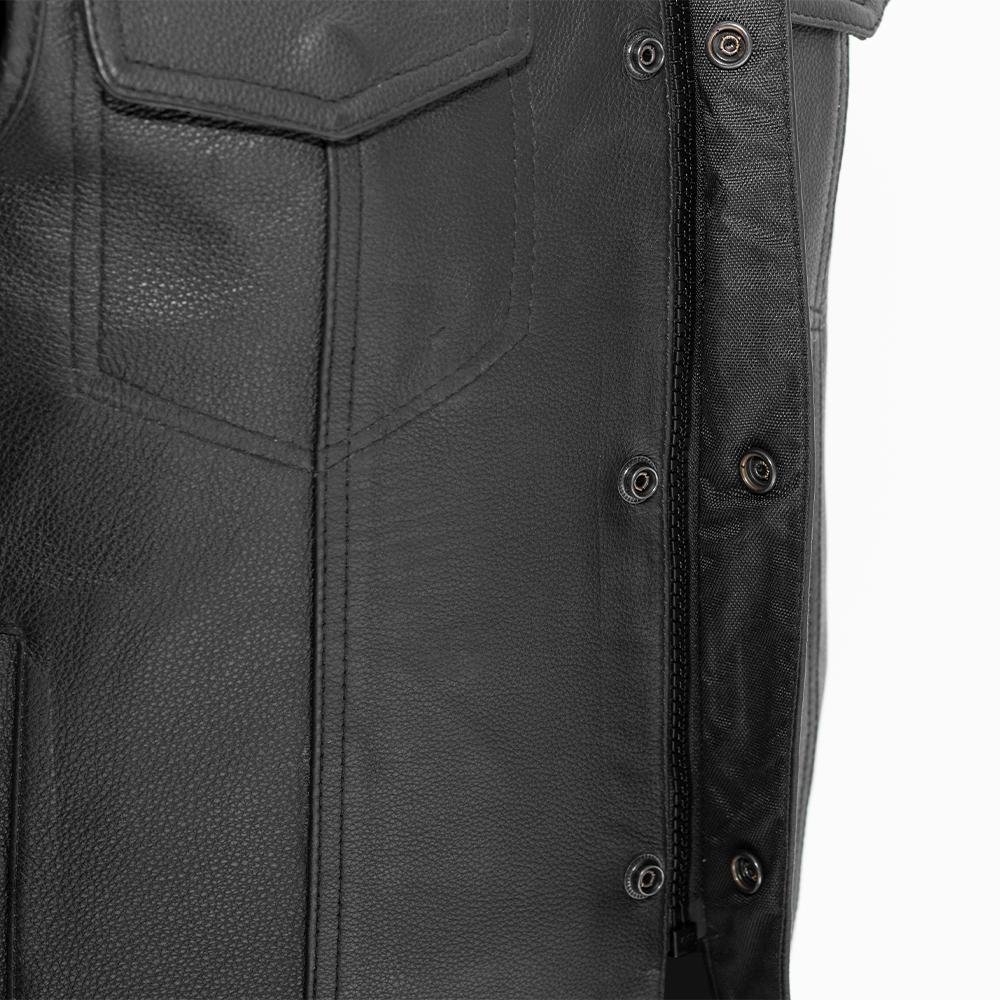 Sniper - The Best Men's Leather Motorcycle Vest - Up To 5XL - FIM685CSL-FM