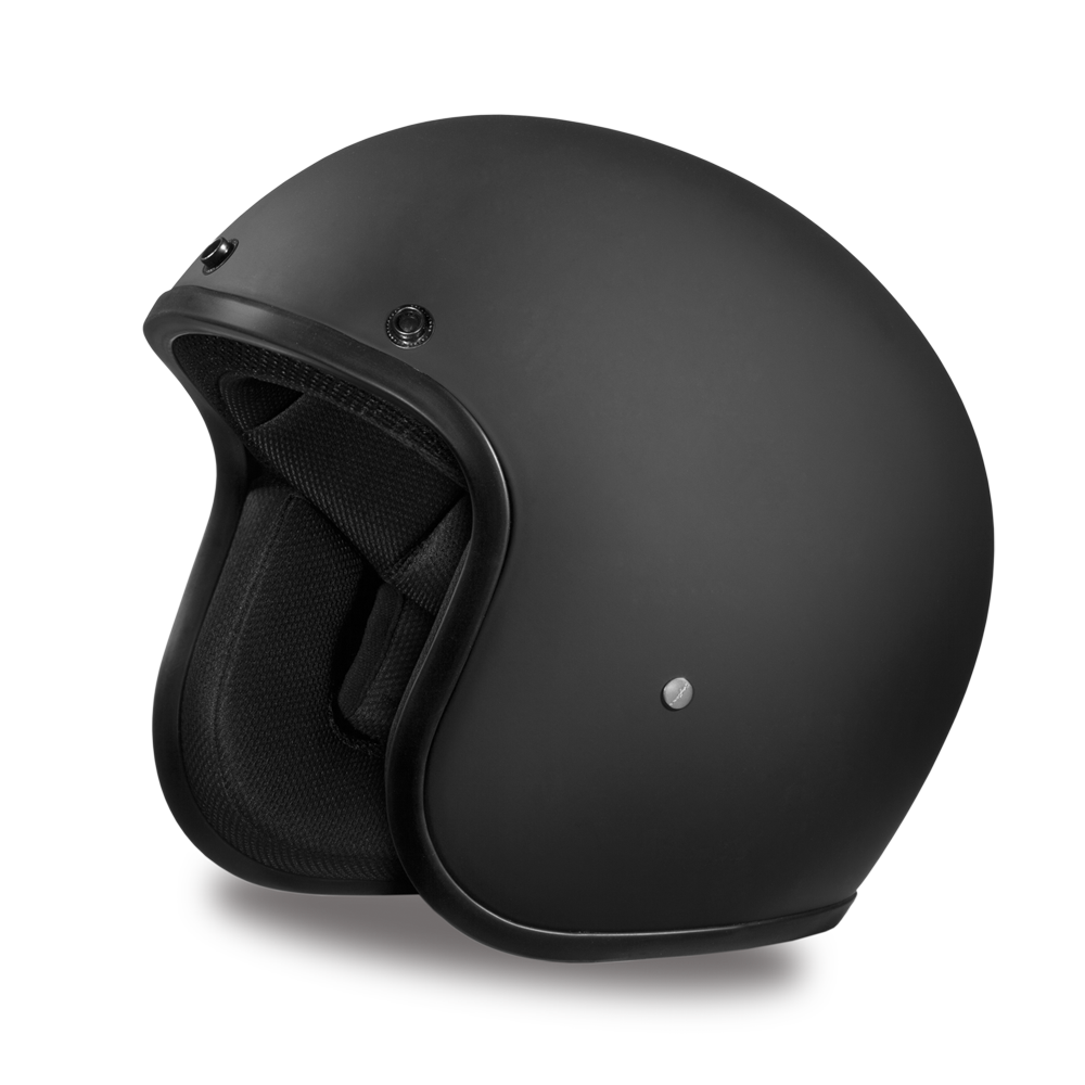 DOT Motorcycle Helmet - Dull or Gloss Black - Open Face - 3/4 - DC1-DH