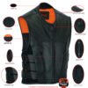 Leather Motorcycle Vest - Men's - Updated SWAT Team - Up To 8XL - DS007-DS