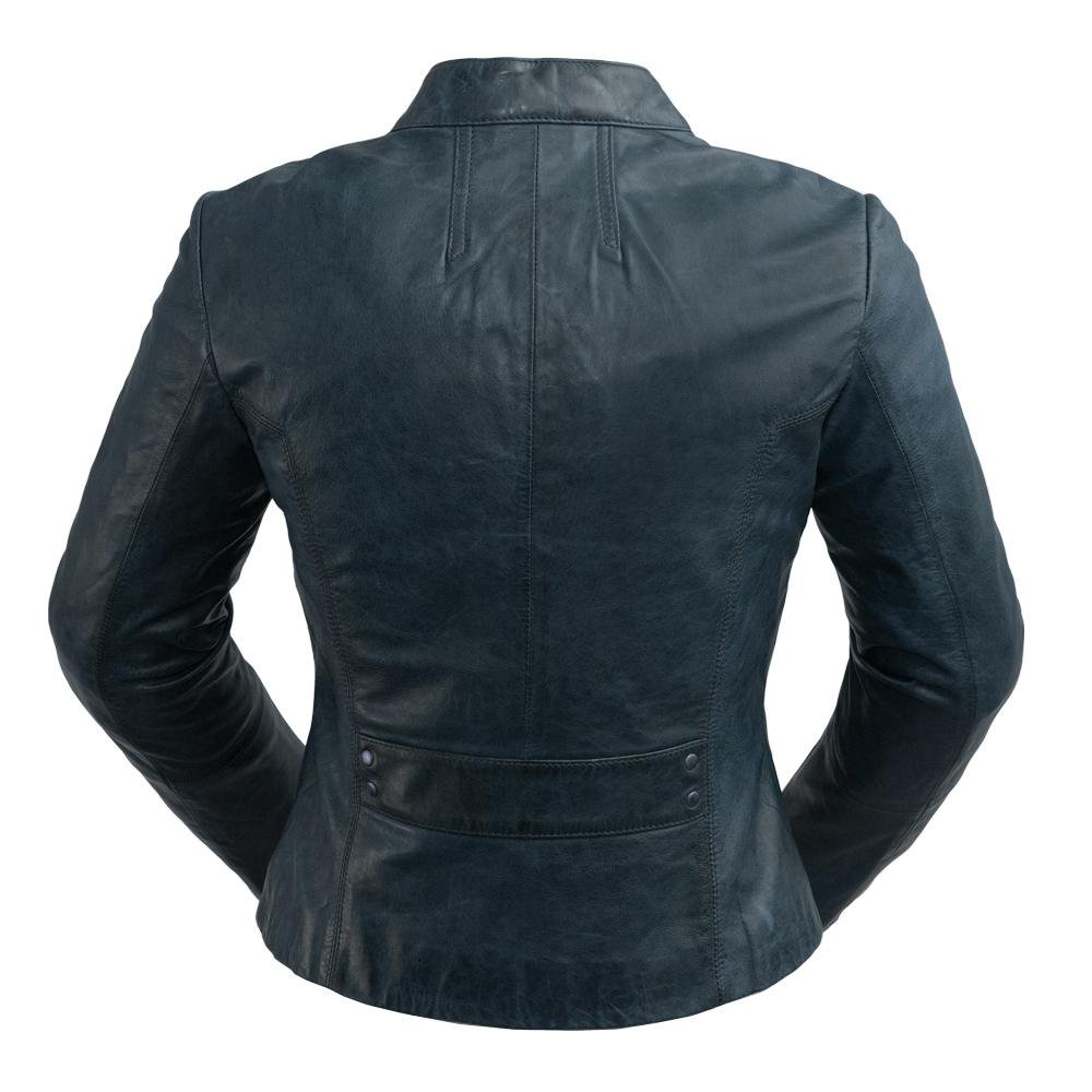 Rexie - Women's Leather Motorcycle Jacket - Sangria - Navy Blue - Dark Cognac - WBL1383-WB