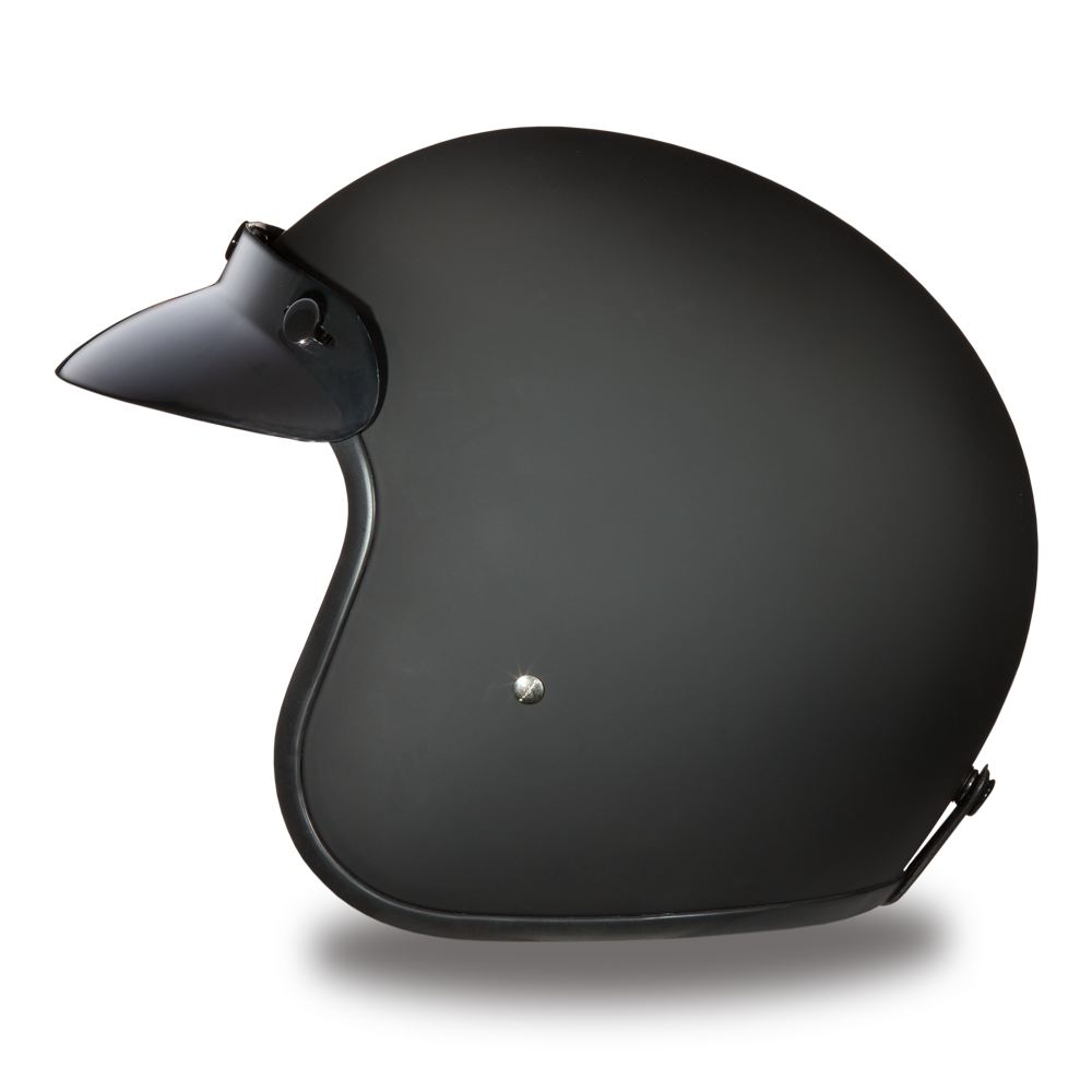 DOT Motorcycle Helmet - Dull or Gloss Black - Open Face - 3/4 - DC1-DH