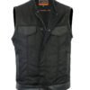 Canvas and Leather Motorcycle Vest - Men's - Gun Pockets - Up To 12XL - DS687-DS