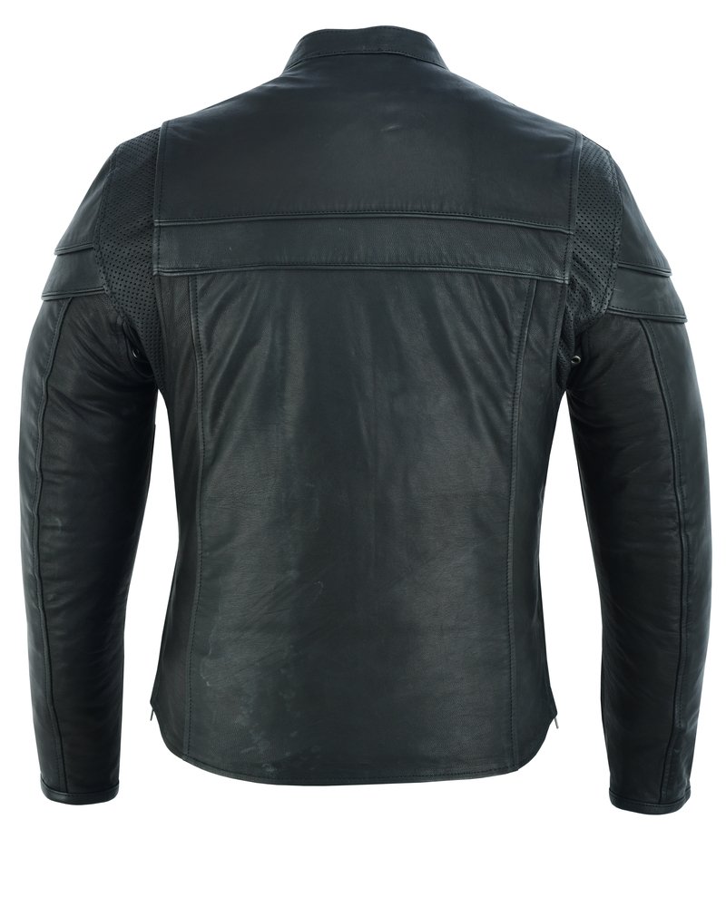 Leather Motorcycle Jacket - Men's - Biker - Up To 8XL - Racer - DS701-DS