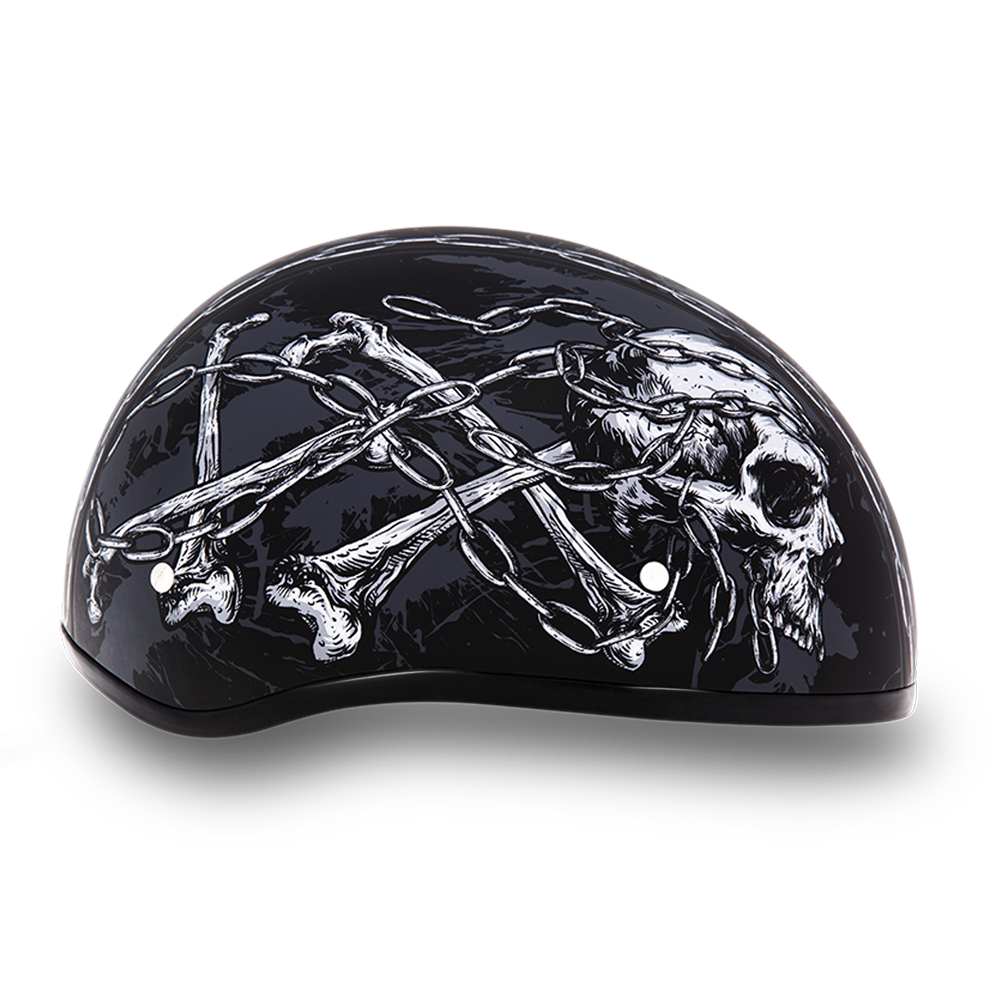 DOT Motorcycle Helmet - Skull - Chains - Shorty - D6-SC-DH