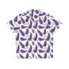 Doodle Eggplant Emoji - Text Schwing - Purple Green on White - Men's Hawaiian Shirt