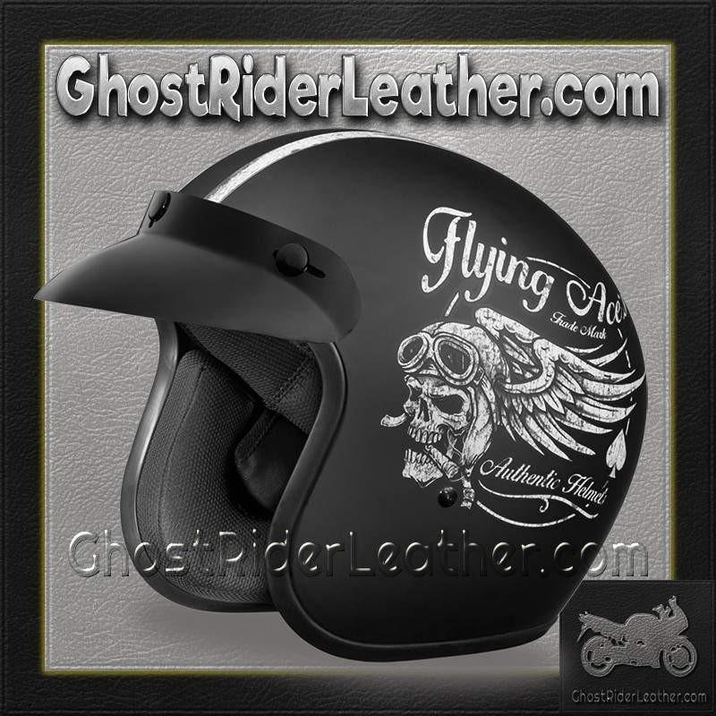 DOT Motorcycle Helmet - Flying Aces - Open Face - Cruiser - DC6-FAC-DH