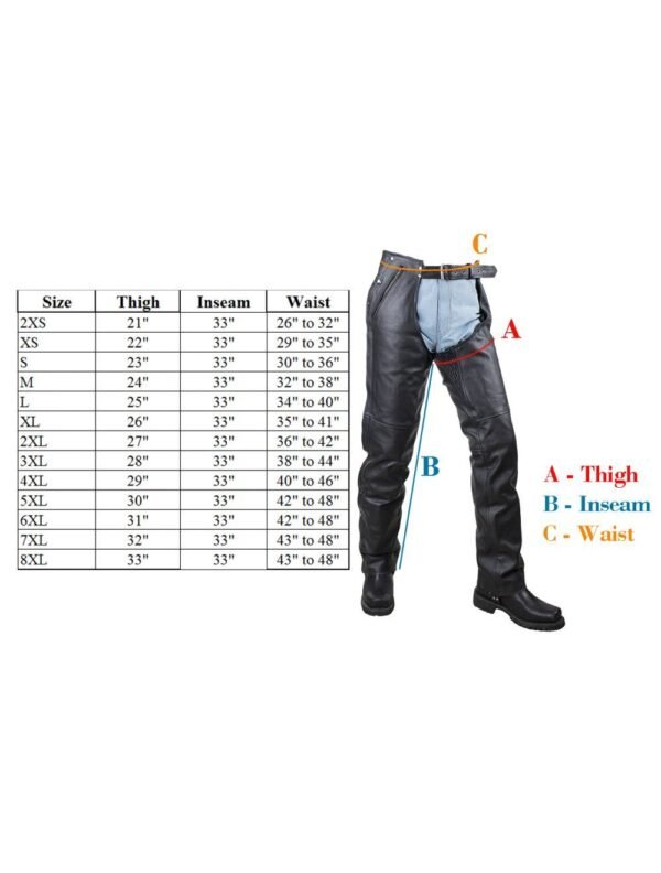 Leather Motorcycle Chaps - Men or Women - Naked - C1411-11-DL