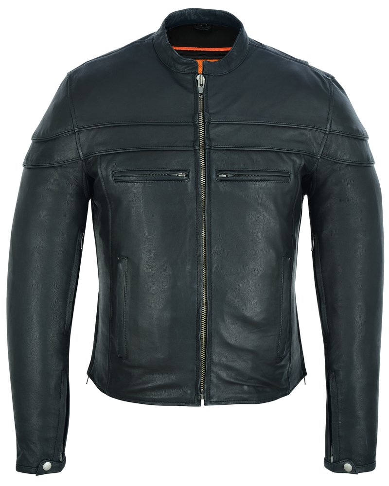 Leather Motorcycle Jacket - Men's - Biker - Up To 8XL - Racer - DS701-DS