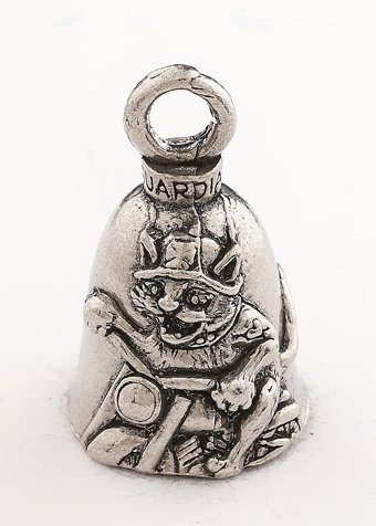 Biker Cat - Pewter - Motorcycle Guardian Bell - Made In USA - SKU GB-BIKER-CAT-DS